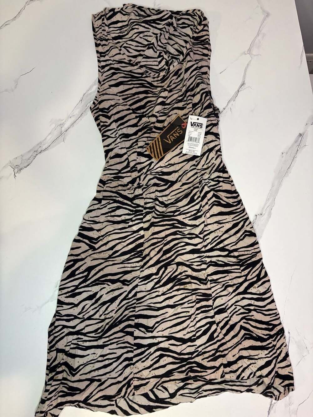 Vans Leigha Dress Zebra Print Sleeveless Open Back Mini Dress